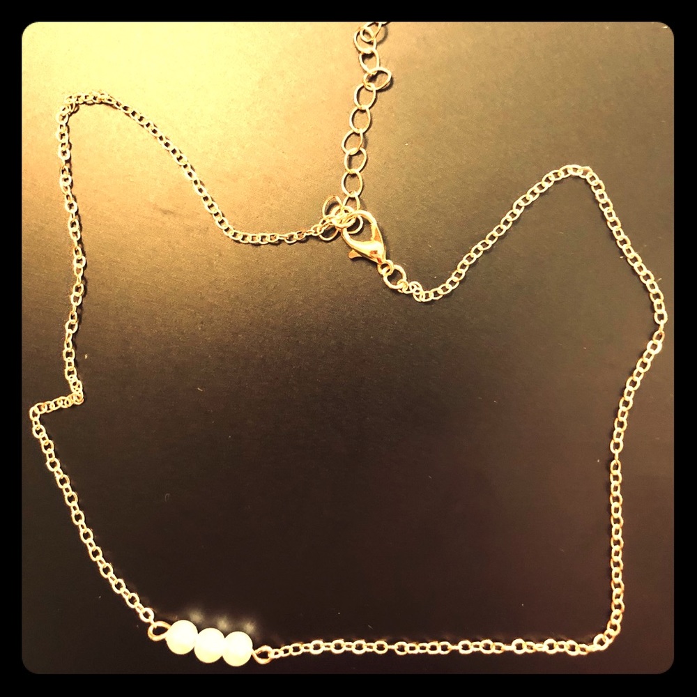 Gold Necklace with Three Pearls